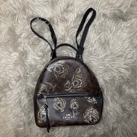 Coach Handbags - Coach Dark Brown Backpack with Floral Design